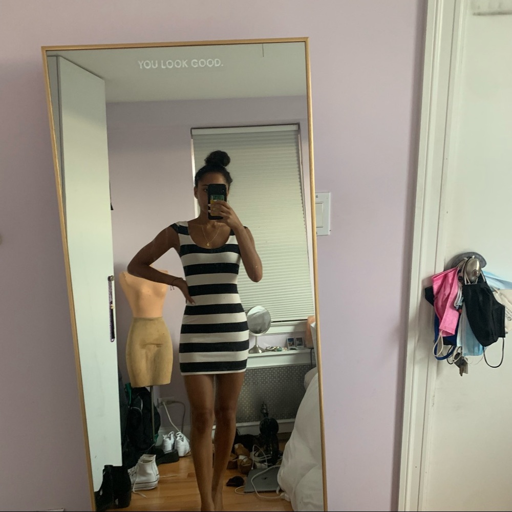 striped vintage bodycon mini dress